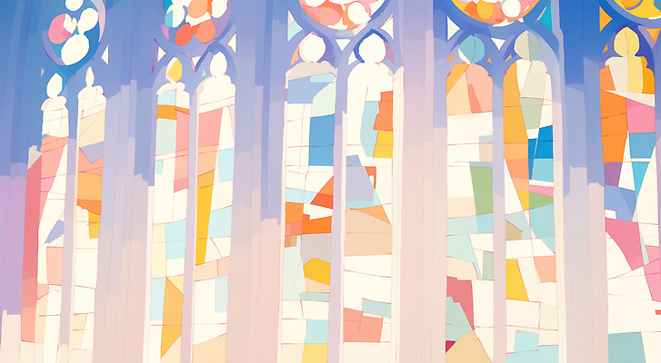 JPG 디자인 건축 기독교 문화 예술 컬러 일러스트 창문 풍경 내부 장식 빛 성당 역사 그림 스테인드글라스 조화 뷰티풀 국내일러스트 AI일러스트 AI콘텐츠 종교 종교건축 유리 파일형식