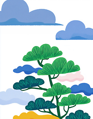 JPG 모양 나무 예술 컬러 백그라운드 일러스트 자연 하늘 생명 풍경 초록색 여름 평화 환경 숲 그림 단순화된 뷰티풀 국내일러스트 AI일러스트 AI콘텐츠 식물 계절 컨셉 생태계 파일형식