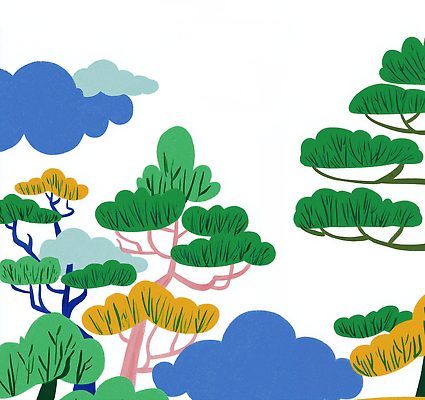 JPG 나무 디자인 예술 컬러 일러스트 자연 하늘 생명 풍경 그래픽 초록색 파란색 평화 환경 숲 조화 뷰티풀 국내일러스트 AI일러스트 AI콘텐츠 식물 컨셉 생태계 파일형식