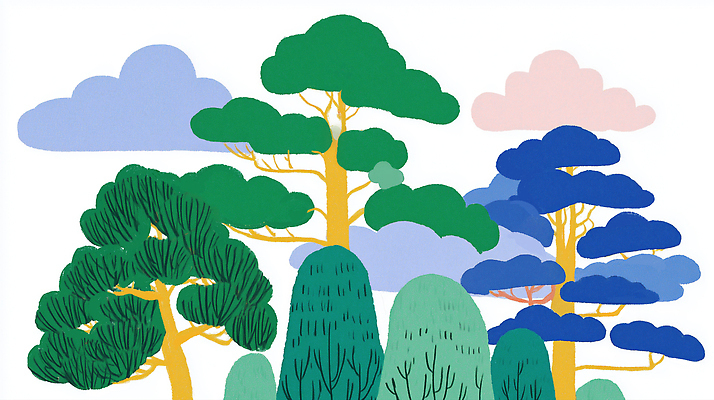 JPG 나무 식물 디자인 컬러 백그라운드 일러스트 자연 하늘 아침 열대 풍경 초원 그래픽 초록색 숲 오후 국내일러스트 AI일러스트 AI콘텐츠 주간 생태계 파일형식