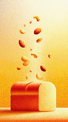 JPG 디자인 음식 빵 일러스트 재료 디저트 건강 요리 공중 식사 견과류 금색 그림 부드러움 조화 국내일러스트 AI일러스트 AI콘텐츠 컬러 감각 파일형식