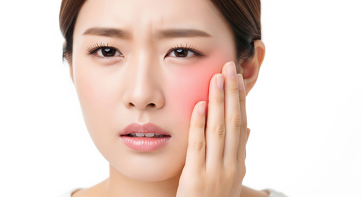 JPG 편집이미지 손 여자 감정 얼굴 표정 건강 치과 치료 고통 불안 상담 진통제 치통 의료성형뷰티 편집실사 AI인물포토 AI콘텐츠 의학 병원 사람 신체부위 약 질병 CG 파일형식 AI포토