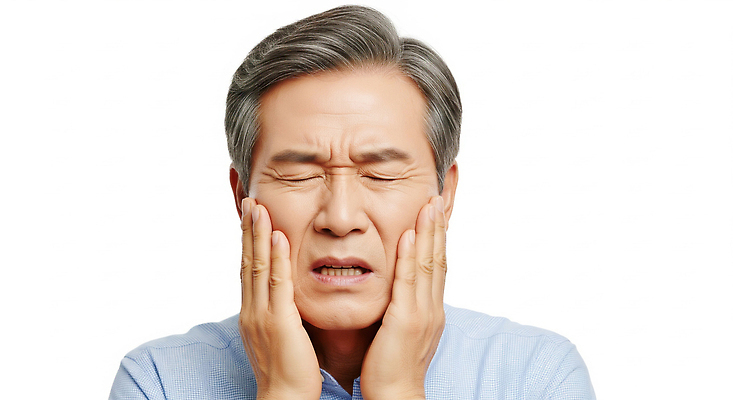 JPG 편집이미지 손 남자 감정 얼굴 스트레스 표정 고통 표현 고민 곤란 순간 심각 의료성형뷰티 편집실사 AI인물포토 AI콘텐츠 컨셉 사람 신체부위 CG 파일형식 AI포토