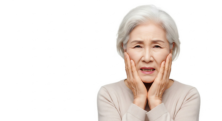 JPG 편집이미지 손 여자 감정 얼굴 손가락 실내 표정 주름 불안 걱정 긴장 심각 의료성형뷰티 편집실사 AI인물포토 AI콘텐츠 컨셉 사람 내부 신체부위 CG 파일형식 AI포토