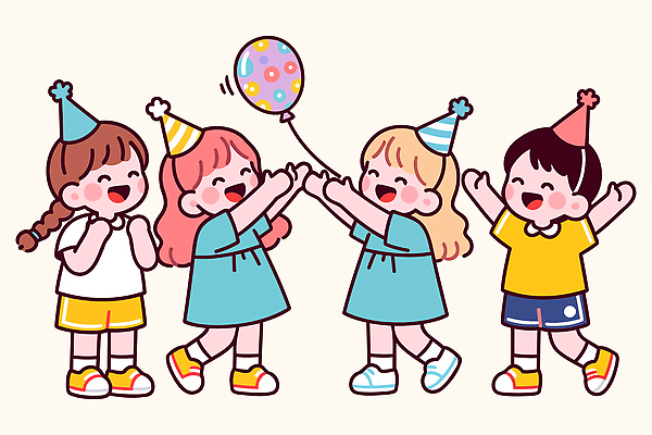 행복 어린이 컬러 일러스트 모션 놀이 함께함 사랑 웃음 일상 친구 소풍 파티 기쁨 축하 생일 즐거움 장면 풍선 순간 국내일러스트 AI파일 기념일 감정 컨셉 관계 표정 사람 이벤트 라이프 야외활동 파일형식 벡터