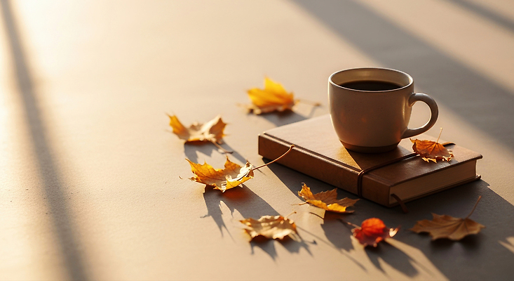 JPG 편집이미지 라이프스타일 커피 낙엽 자연 탁자 아침 휴식 따뜻함 일상 책 햇빛 가을 분위기 편안함 감성 편집실사 AI포토 AI콘텐츠 주간 계절 음료 가구 컨셉 잎 라이프 생활 태양 감각 CG 생태계 파일형식