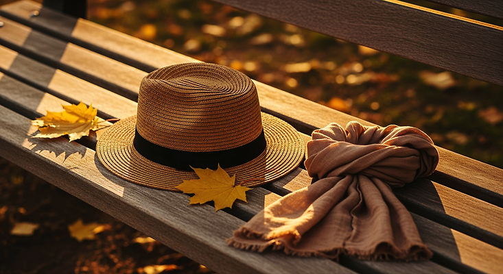 JPG 편집이미지 공원 패션 단풍 낙엽 벤치 자연 따뜻함 풍경 햇빛 스카프 가을 오브젝트 감성 오후 편집실사 AI포토 AI콘텐츠 계절 공공시설 컨셉 잎 의자 태양 목도리 CG 생태계 파일형식