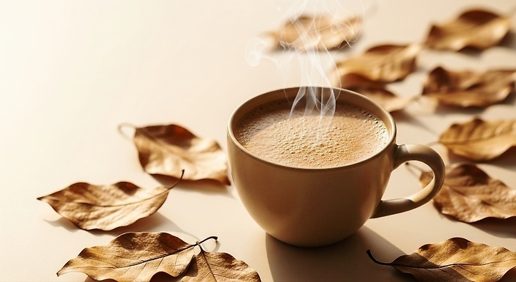 JPG 편집이미지 커피 음료 단풍 잎 자연 탁자 아침 따뜻함 풍경 일상 햇빛 고요 가을 습관 따뜻한음료 편집실사 AI포토 AI콘텐츠 주간 식물 계절 가구 라이프 태양 CG 생태계 파일형식