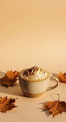 JPG 편집이미지 계절 커피 음료 단풍 자연 탁자 디저트 따뜻함 갈색 카페 가을 분위기 크림 오브젝트 편집실사 AI포토 AI콘텐츠 음식 컬러 가구 컨셉 잎 상점 CG 생태계 파일형식