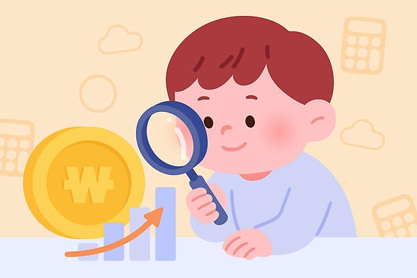 교육 어린이 상징 돈 일러스트 통계 그래프 금융 경제 학습 동전 자료 계산기 성장 시장 분석 호기심 투자 수익 국내일러스트 AI파일 감정 컨셉 비즈니스 문구용품 사람 장비 재산 파일형식 벡터