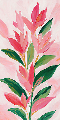 JPG 식물 디자인 꽃 감정 화분 예술 분홍색 컬러 잎 일러스트 자연 추상 장식 방 원근감 그림 캔버스 화사함 조화 뷰티풀 생동감 국내일러스트 AI일러스트 AI콘텐츠 뷰포인트 컨셉 무늬 생태계 파일형식