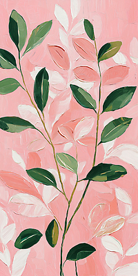 JPG 모양 식물 디자인 예술 분홍색 컬러 백그라운드 잎 일러스트 자연 미술 그래픽 장식 모던 화사함 뷰티풀 색감 디지털아트 국내일러스트 AI일러스트 AI콘텐츠 컨셉 문화예술 생태계 파일형식