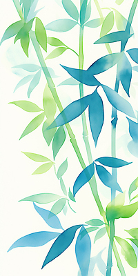 JPG 식물 디자인 예술 백그라운드 잎 일러스트 자연 생명 풍경 초록색 여름 파란색 평화 대나무 부드러움 그라데이션 조화 뷰티풀 색감 국내일러스트 AI일러스트 AI콘텐츠 나무 계절 컬러 컨셉 감각 생태계 파일형식