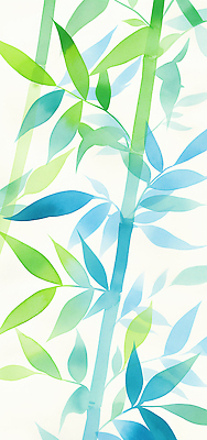 JPG 식물 디자인 예술 백그라운드 잎 일러스트 자연 수채화 초록색 파란색 평화 환경 우아함 편안함 대나무 질감 조화 뷰티풀 색감 국내일러스트 AI일러스트 AI콘텐츠 나무 컬러 컨셉 감각 생태계 파일형식