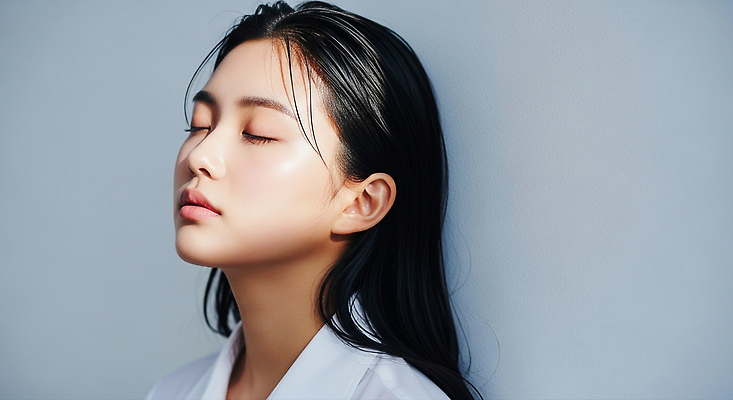 JPG 편집이미지 긴머리 여자 아침 실내 표정 뷰티 사진촬영 분위기 편안함 조용 의료성형뷰티 차분 편집실사 AI인물포토 AI콘텐츠 주간 헤어스타일 컨셉 사람 내부 촬영 감각 CG 파일형식 AI포토