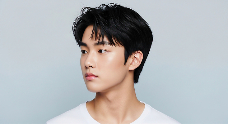 JPG 편집이미지 시선 패션 남자 표정 미소 청년 옆모습 청춘 고요 분위기 피부 심플 부드러움 의료성형뷰티 편집실사 AI인물포토 AI콘텐츠 뷰포인트 컨셉 사람 성인 신체부위 감각 CG 파일형식 AI포토