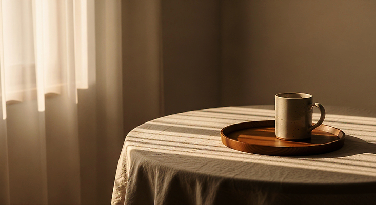 JPG 편집이미지 여유 커피 탁자 아침 실내 일상 햇빛 고요 커튼 편안함 나무쟁반 온기 편집실사 AI포토 AI콘텐츠 주간 감정 음료 가구 쟁반 내부 라이프 목재 태양 감각 CG 파일형식