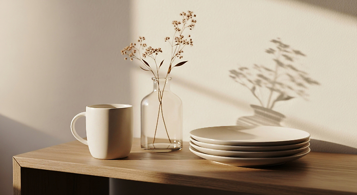 JPG 편집이미지 식기 접시 디자인 탁자 실내 그림자 인테리어 꽃병 공간 편안함 커피잔 오브젝트 편집실사 AI포토 AI콘텐츠 꽃 커피 가구 잔 내부 감각 CG 파일형식