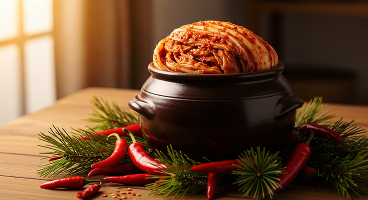 JPG 나무 편집이미지 한식 재료 고추 탁자 김치 요리 장식 햇빛 주방 식사 전통음식 항아리 매움 김장 발효음식 편집실사 AI포토 AI콘텐츠 식물 전통 음식 가구 채소 태양 도자기 맛 CG 파일형식