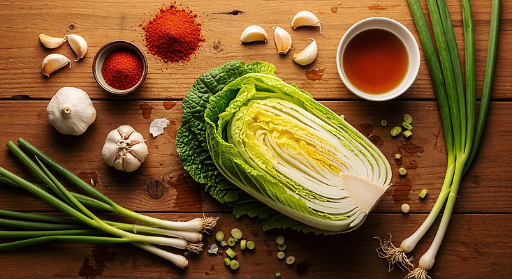 JPG 편집이미지 한식 음식 재료 김치 마늘 요리 봄 양념 배추 준비 김장 파 손질 고춧가루 편집실사 AI포토 AI콘텐츠 계절 채소 가루 CG 파일형식