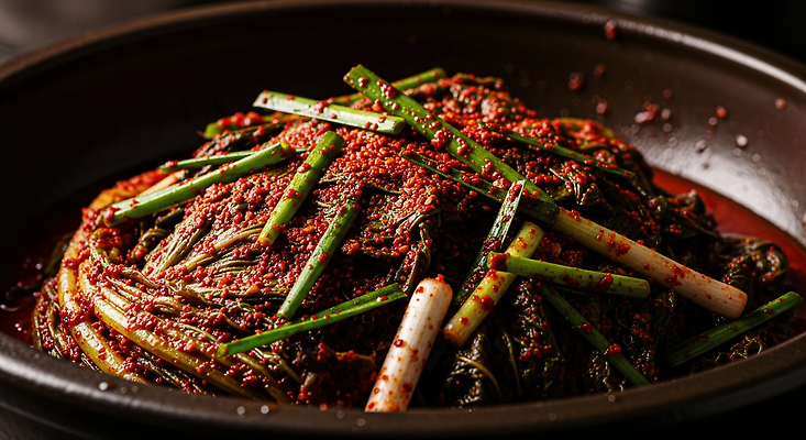 JPG 편집이미지 전통 음식 반찬 김치 한국 건강 요리 식사 신선 맛 나물 레시피 김장 파 고춧가루 찬합 편집실사 AI포토 AI콘텐츠 아시아 한식 컨셉 채소 가루 CG 도시락 파일형식