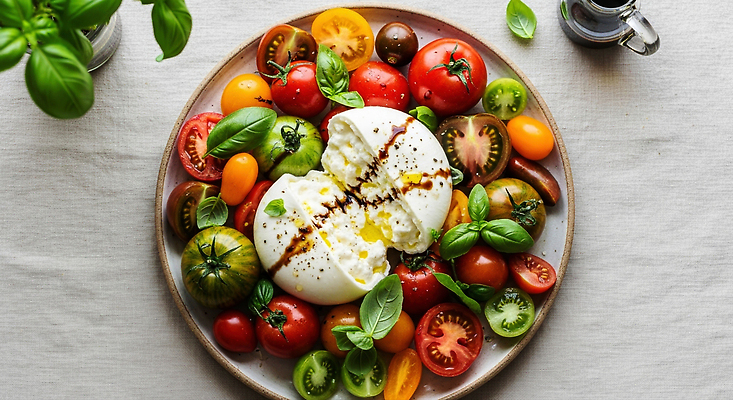 JPG 편집이미지 컬러 토마토 채소 탁자 식사 저녁식사 샐러드 맛 레시피 바질 건강식 모짜렐라치즈 편집실사 AI포토 AI콘텐츠 음식 가구 컨셉 치즈 CG 파일형식