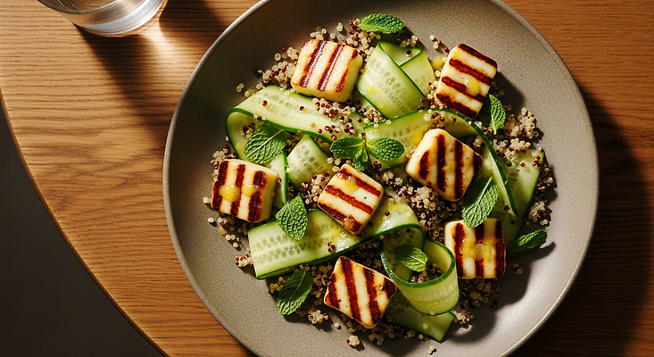 JPG 편집이미지 다이어트 채소 오이 치즈 요리 식사 샐러드 그릴 민트 건강식 퀴노아 맛있는 편집실사 AI포토 AI콘텐츠 음식 주방용품 유제품 곡류 건강 허브 CG 파일형식