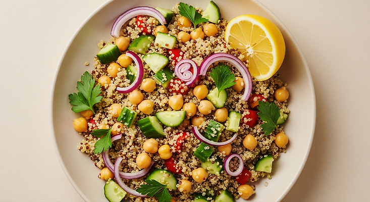 JPG 편집이미지 그릇 다이어트 채소 요리 식사 샐러드 신선 레몬 상큼 건강식 병아리콩 퀴노아 편집실사 AI포토 AI콘텐츠 식기 음식 과일 콩 곡류 건강 CG 파일형식