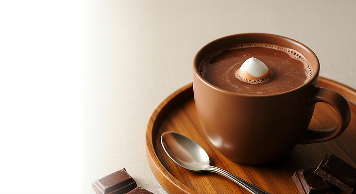 JPG 편집이미지 여유 음료 따뜻함 초콜릿 숟가락 카페 달콤 설탕 시럽 코코아 마시멜로우 나무접시 따뜻한음료 오후 편집실사 AI포토 AI콘텐츠 접시 감정 디저트 수저 상점 맛 CG 파일형식