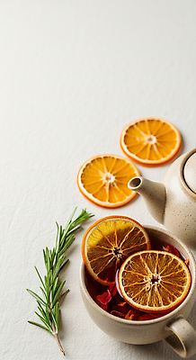 JPG 편집이미지 음료 재료 자연 탁자 아침 따뜻함 건강 요리 주방 향 로즈메리 건과일 편집실사 AI포토 AI콘텐츠 주간 가구 과일 건조 허브 CG 생태계 파일형식