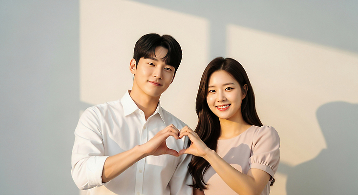 JPG 편집이미지 손 커플 행복 감정 포즈 백그라운드 관계 신혼부부 밝음 사랑 웃음 사람 하트 표현 의료성형뷰티 편집실사 AI인물포토 AI콘텐츠 모양 부부 표정 신체부위 CG 신혼 파일형식 AI포토