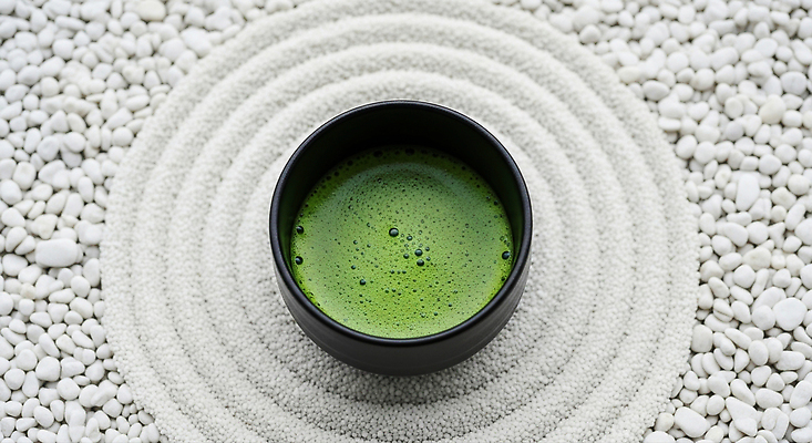 JPG 편집이미지 그릇 음료 자연 건강 초록색 평화 전통음식 상차림 녹차 돌밭 말차 Relaxation 편집실사 AI포토 AI콘텐츠 전통 식기 음식 컬러 컨셉 밭 차_음료 CG 생태계 파일형식