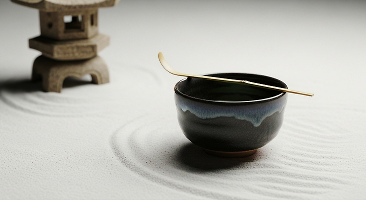 JPG 편집이미지 전통 자연 일본 검은색 사찰 찻잔 다도 명상 조화 다식 말차 편집실사 AI포토 AI콘텐츠 아시아 컬러 종교건축 잔 차_음료 예절 CG 생태계 파일형식