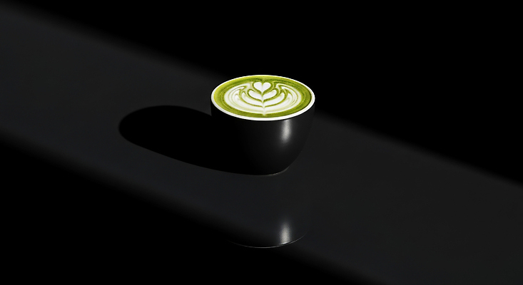 JPG 편집이미지 디자인 커피 음료 백그라운드 탁자 조명 컵 검은색 카페 녹차 그림 라떼 말차 편집실사 AI포토 AI콘텐츠 식기 컬러 가구 차_음료 상점 CG 파일형식