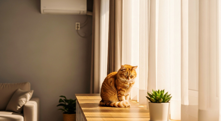 JPG 식물 동물 편집이미지 행복 포즈 탁자 휴식 주택 실내 일상 생활 햇빛 고양이 편안함 창가 편집실사 AI인물포토 AI콘텐츠 감정 가구 컨셉 창문 포유류 내부 건물 라이프 반려동물 태양 감각 CG 파일형식 AI포토