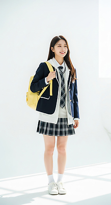 JPG 편집이미지 학생 여자 패션 교복 가방 학교 청소년 미소 일상 청춘 활발 의료성형뷰티 스타일 편집실사 AI인물포토 AI콘텐츠 잡화 옷 교육 컨셉 표정 사람 라이프 CG 파일형식 AI포토
