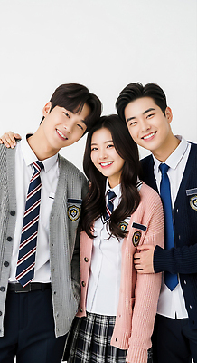 포토 JPG 편집이미지 학생 헤어스타일 옷 교복 포즈 백그라운드 학교 밝음 미소 친구 만남 스웨터 의료성형뷰티 편집실사 AI인물포토 AI콘텐츠 교육 컨셉 상의 관계 표정 CG 파일형식 AI포토