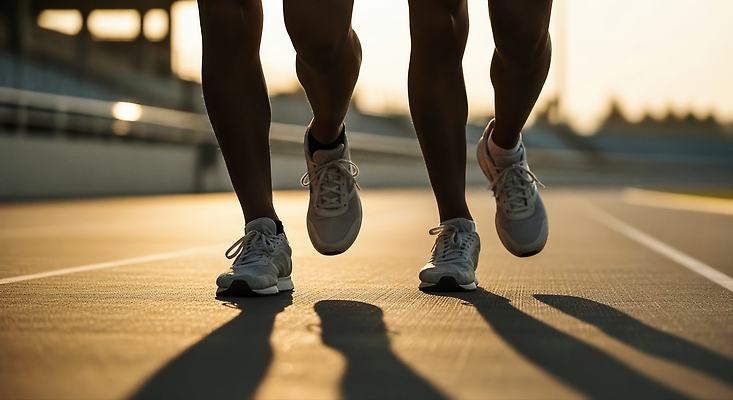 JPG 편집이미지 감정 스포츠 운동화 모션 바람 건강 그림자 사람 달리기 조깅 운동 햇빛 운동장 저녁 트랙 러닝 의료성형뷰티 편집실사 AI인물포토 AI콘텐츠 자연요소 신발 스포츠시설 날씨 태양 공간 야간 CG 파일형식 AI포토