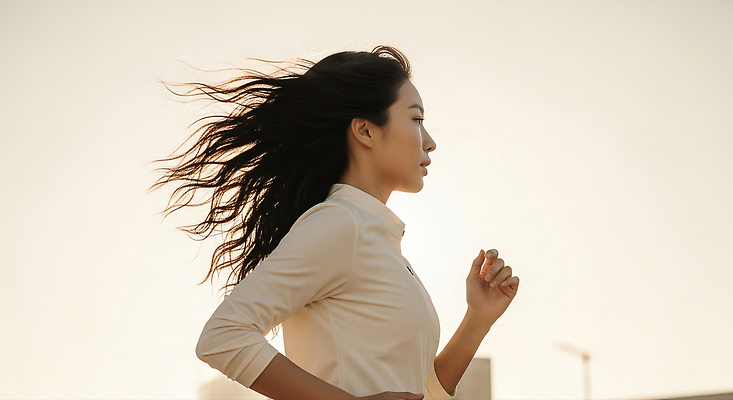 JPG 편집이미지 여자 바람 건강 풍경 달리기 운동 햇빛 머리카락 노을 자유 저녁 즐거움 러닝 의료성형뷰티 편집실사 AI인물포토 AI콘텐츠 자연요소 감정 컨셉 모션 날씨 사람 태양 머리 야간 CG 파일형식 AI포토