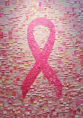 JPG 편집이미지 디자인 캠페인 한국 사랑 희망 전시 메시지 벽화 포스트잇 그림 유방암 창의성 핑크리본 편집실사 AI컴퓨터그래픽 AI콘텐츠 감정 아시아 리본 메모지 CG 암 파일형식