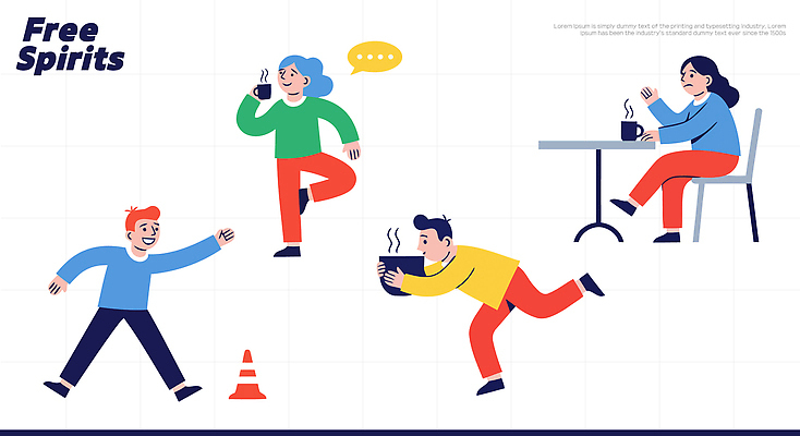 커피 컬러 일러스트 모션 탁자 대화 여러명 일상 자유 그리기 유머 영혼 즐거움 통화 소통 국내일러스트 AI파일 감정 음료 가구 다수 컨셉 말하기 사람 라이프 파일형식 벡터