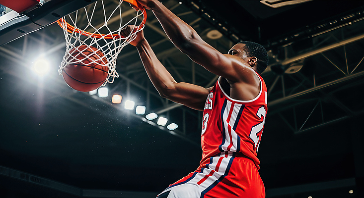 JPG 편집이미지 계절 스포츠 운동선수 농구 경쟁 경기장 군중 드리블 덩크슛 세인트루이스 의료성형뷰티 편집실사 AI인물포토 AI콘텐츠 컨셉 스포츠시설 사람 구기 CG 파일형식 AI포토