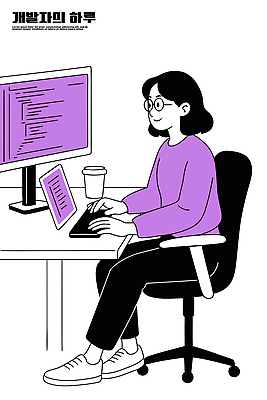 디자인 여자 커피 일러스트 직장 기술 일상 컴퓨터 태블릿 사무실 환경 작업 집중 일과 소프트웨어 창의성 프로그래머 프로그래밍 코딩 안락 국내일러스트 AI파일 직업 음료 컨셉 회사 비즈니스 사람 라이프 전자제품 스마트기기 개발 컴퓨터교육 파일형식 벡터
