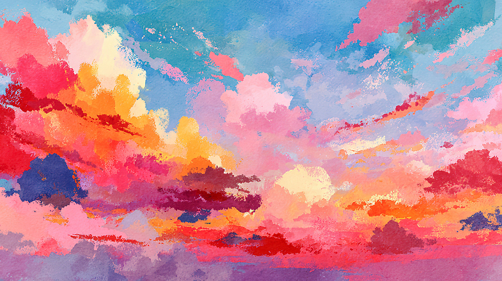 JPG 예술 컬러 일러스트 자연 하늘 추상 풍경 일몰 물감 감상 대기 저녁 구름모양 뷰티풀 색채 국내일러스트 AI일러스트 AI콘텐츠 모양 무늬 노을 미술도구 야간 생태계 파일형식 구름_자연