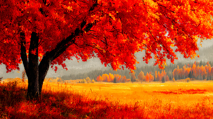 JPG 나무 열매 여행 백그라운드 단풍 일러스트 자연 날씨 나뭇잎 풍경 초원 초록색 햇빛 평화 가을 생태계 뷰티풀 풍경화 국내일러스트 AI일러스트 AI콘텐츠 식물 계절 컬러 컨셉 잎 태양 그림 파일형식