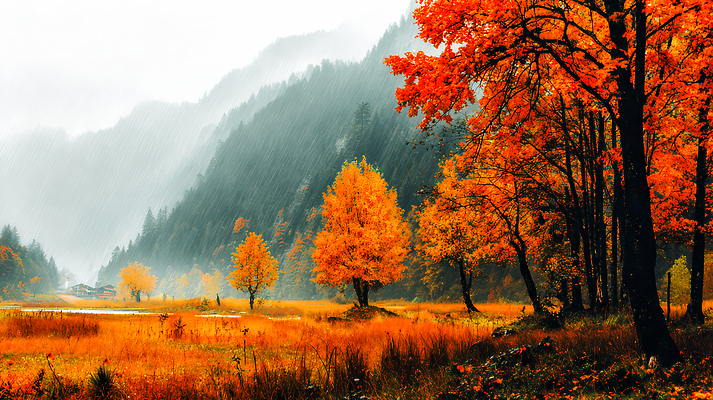 자연요소 식물 계절 컨셉 잎 바람 생태계 파일형식 AI콘텐츠 숲 나무 풍경 자연 산 색감 하늘 나뭇잎 물 초원 날씨 산들바람 변화 조화 일러스트 국내일러스트 JPG 단풍 가을 AI일러스트