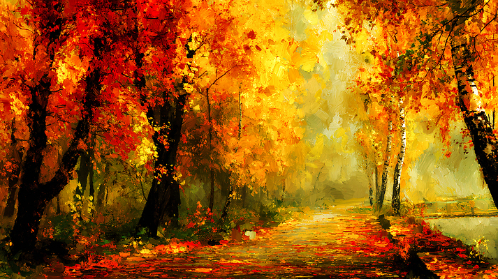 JPG 나무 길 컬러 단풍 일러스트 자연 나뭇잎 풍경 빨간색 걷기 산책 금색 수확 가을 화려 숲 뷰티풀 국내일러스트 AI일러스트 AI콘텐츠 식물 계절 컨셉 잎 농업 모션 휴식 생태계 파일형식