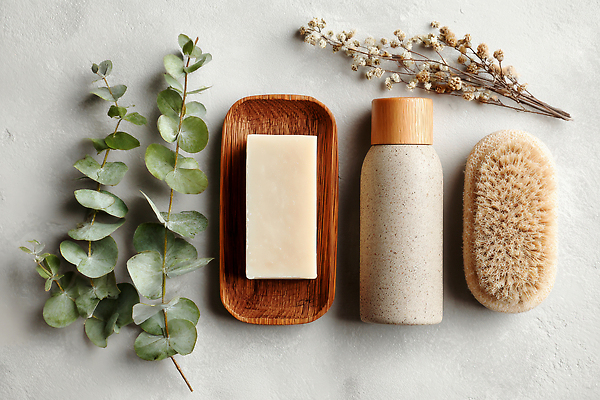 JPG 식물 편집이미지 디자인 장신구 자연 휴식 청결 욕실 붓 오브젝트 세면대 비누 나무접시 유칼립투스 편집실사 AI포토 AI콘텐츠 접시 컨셉 위생용품 위생 CG 생태계 파일형식