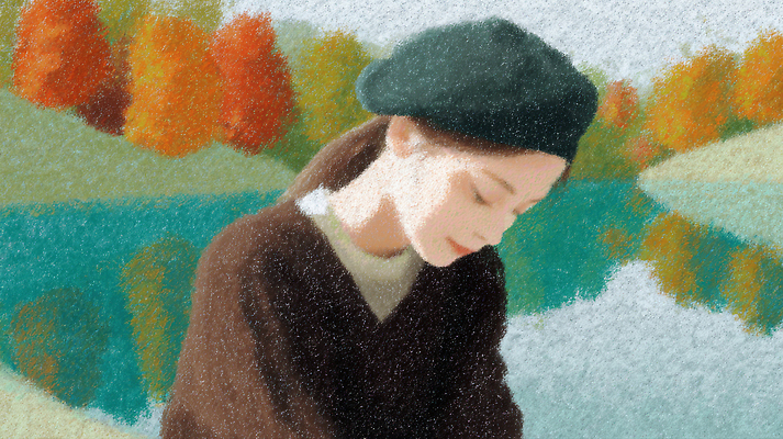 JPG 나무 호수 여유 단풍 잎 일러스트 자연 수채화 풍경 소녀 물 반짝임 산책 가을 명상 그림 조용 사색 밝은색 뷰티풀 국내일러스트 AI일러스트 AI콘텐츠 자연요소 식물 계절 여자 감정 어린이 생각 모션 휴식 생태계 파일형식