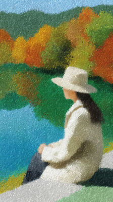 JPG 나무 여자 호수 컬러 여행 단풍 일러스트 자연 휴식 풍경 반사 소풍 노을 일몰 산책 가을 물가 편안함 조용 사색 뷰티풀 국내일러스트 AI일러스트 AI콘텐츠 자연요소 식물 계절 컨셉 잎 생각 사람 야외활동 감각 생태계 파일형식